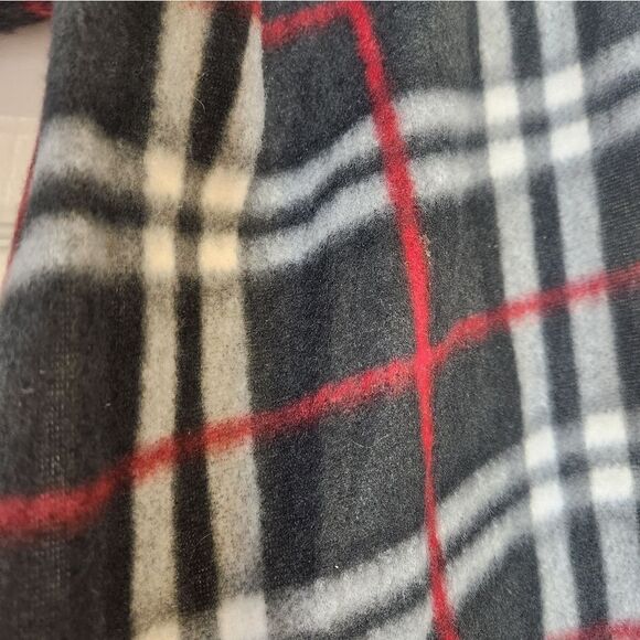 Royal Rossi Checkered 100% CASHMERE Black Gray Red White 49"×13" Women's Scarf - Picture 4 of 5